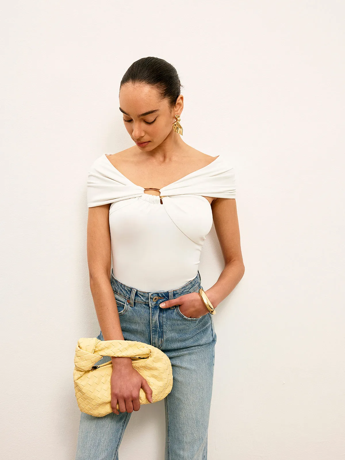 Twist Front Metal Ring Detail Top sold by COMMENSE product image thumbnail 4