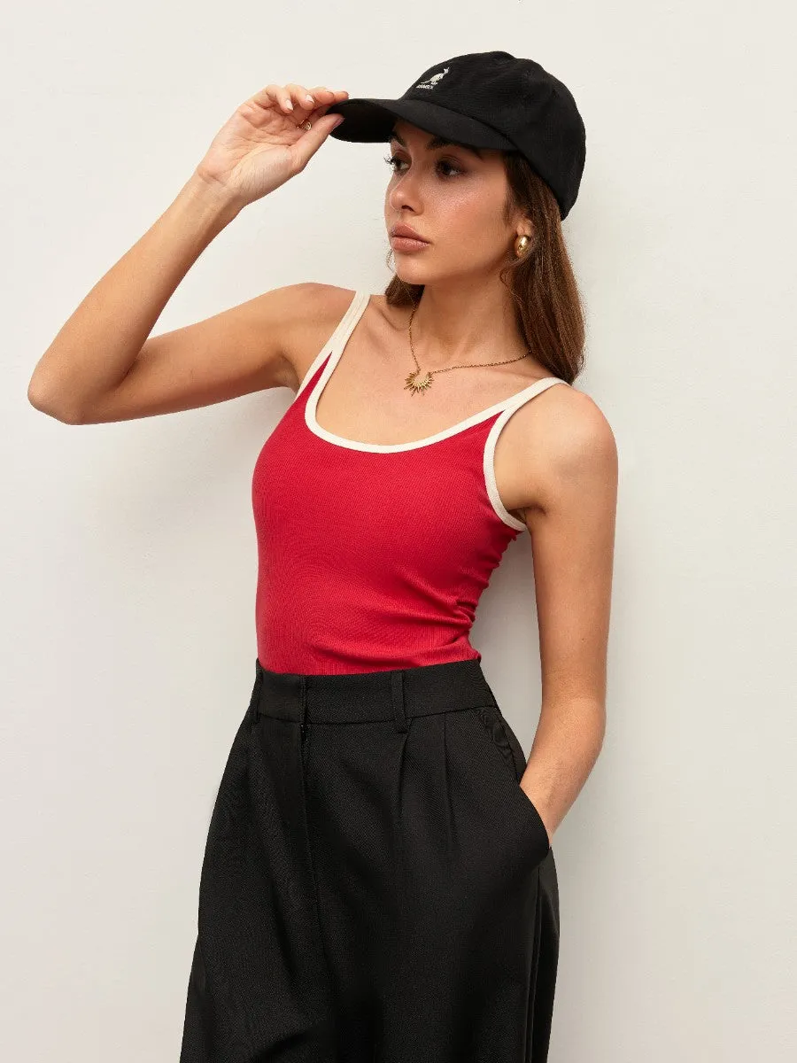 Contrast Trim Ribbed Cami Top sold by COMMENSE product image thumbnail 2