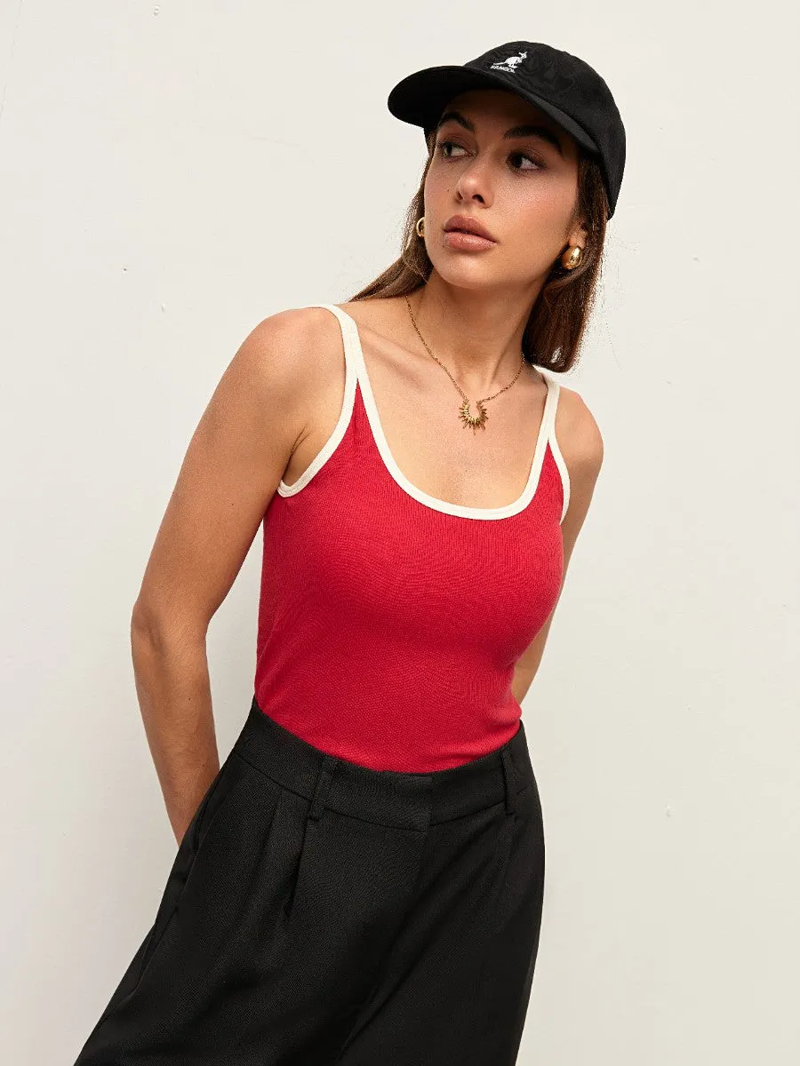 Contrast Trim Ribbed Cami Top sold by COMMENSE product image thumbnail 4