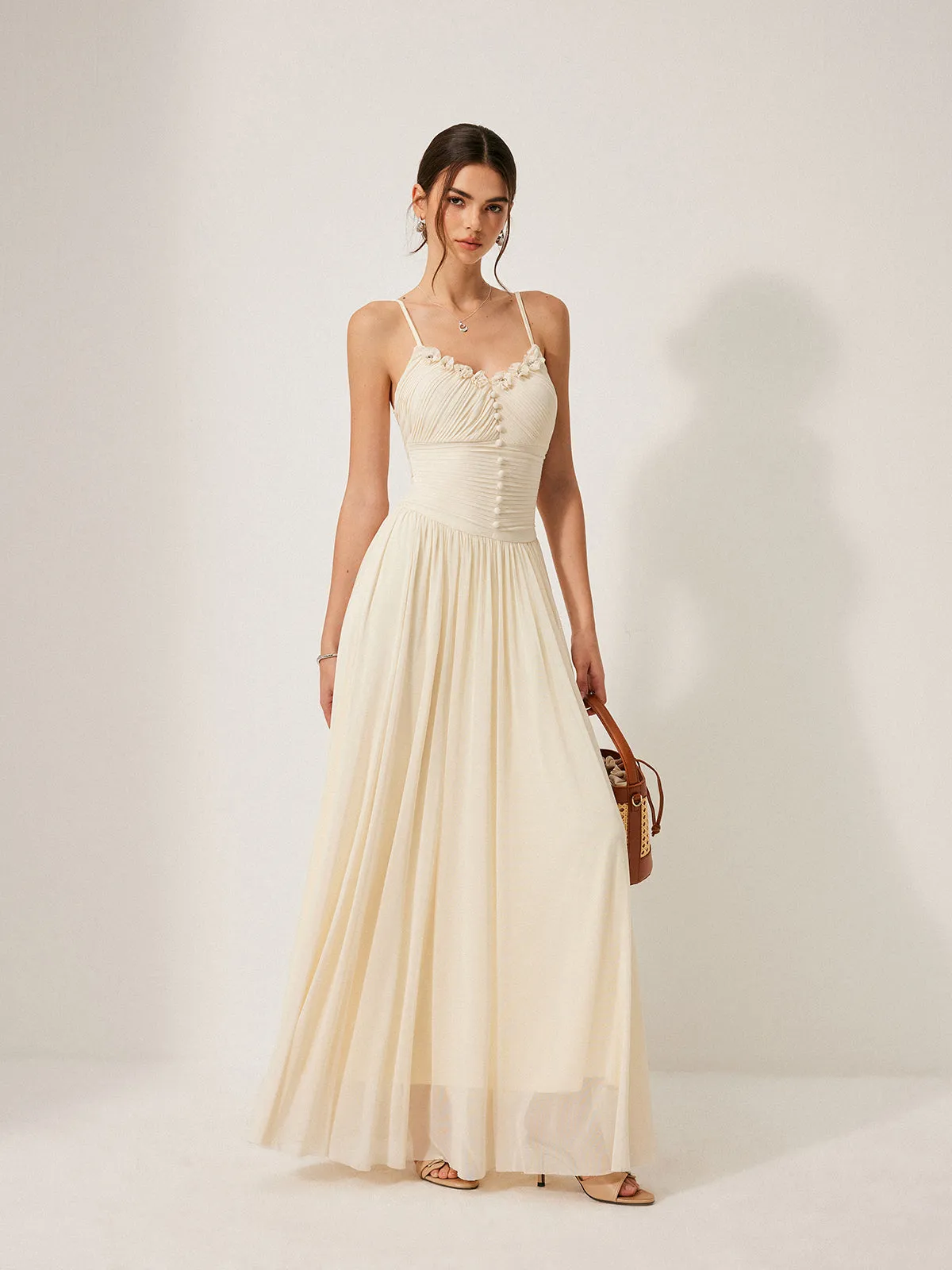 Button-Detail Mesh Panel Dress sold by COMMENSE product image thumbnail 5