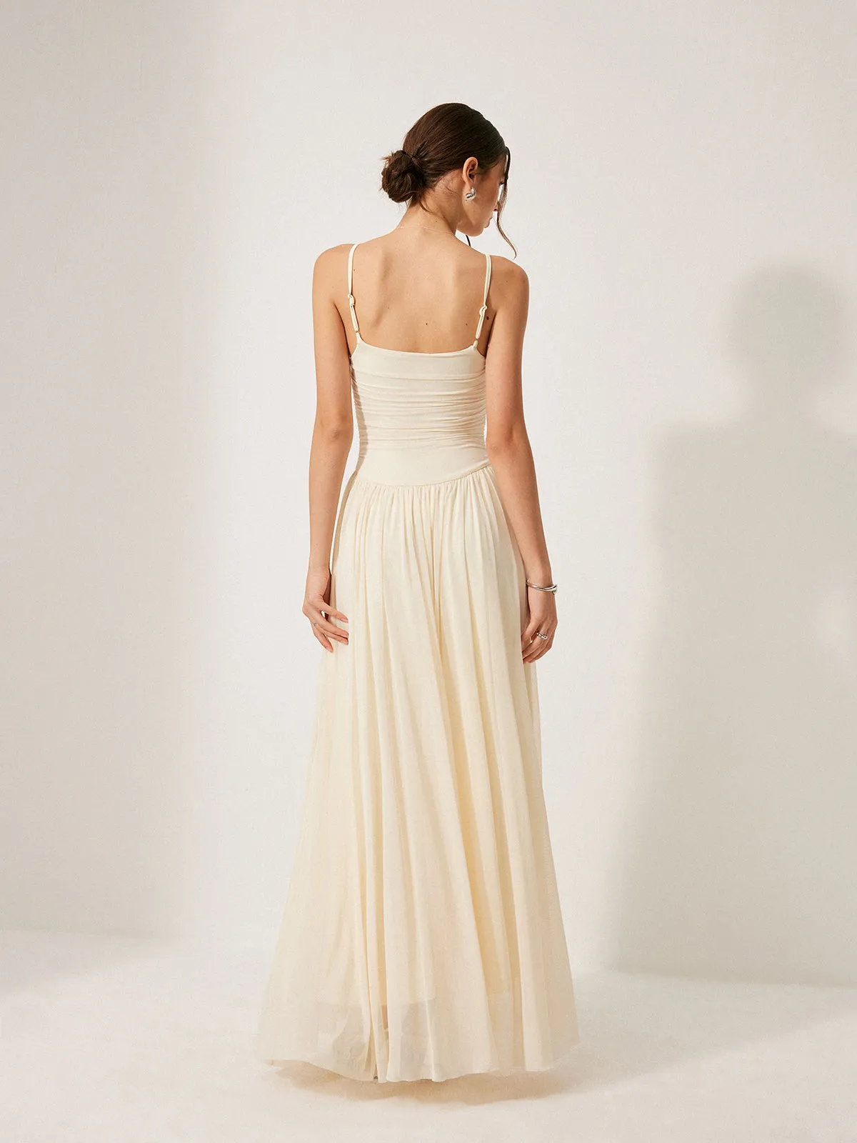 Button-Detail Mesh Panel Dress sold by COMMENSE product image thumbnail 2