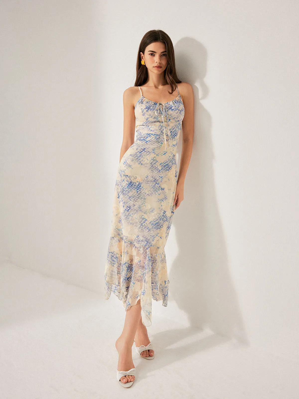 Chiffon Tie-Front Flared Hem Dress sold by COMMENSE product image thumbnail 3