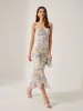 Chiffon Tie-Front Flared Hem Dress sold by COMMENSE