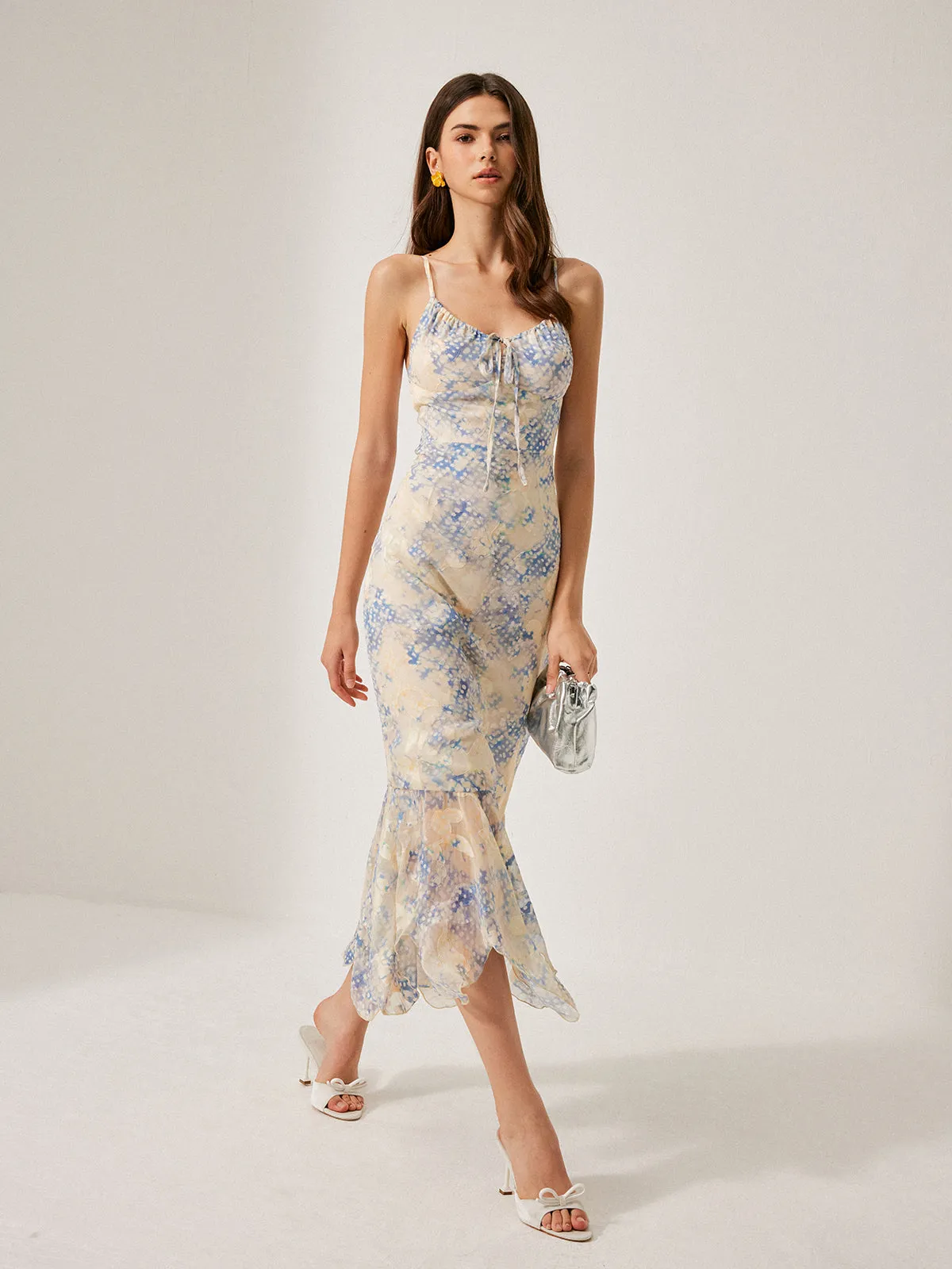 Chiffon Tie-Front Flared Hem Dress sold by COMMENSE product image thumbnail 4