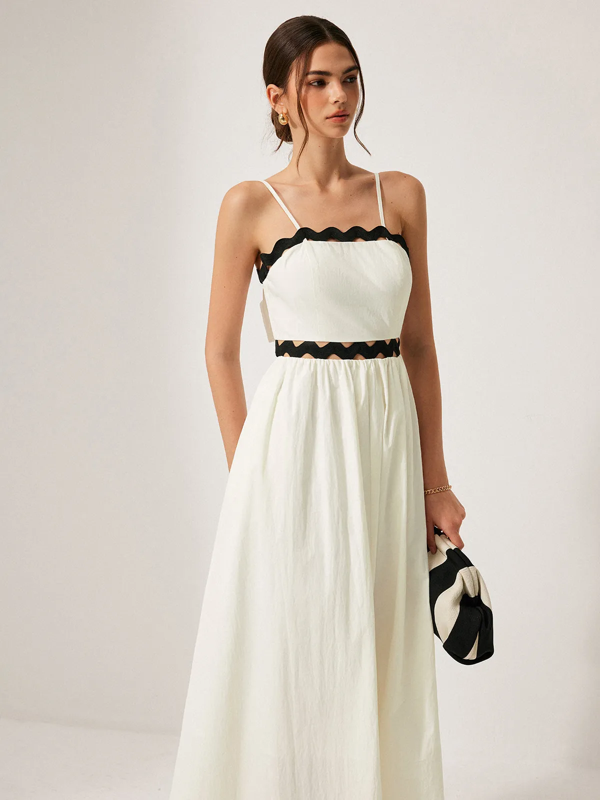 Scalloped Trim Back Tie Dress sold by COMMENSE product image thumbnail 5