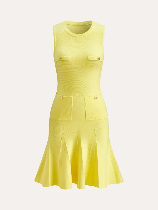 Sleeveless Knit Dress With Pocket Detail sold by COMMENSE