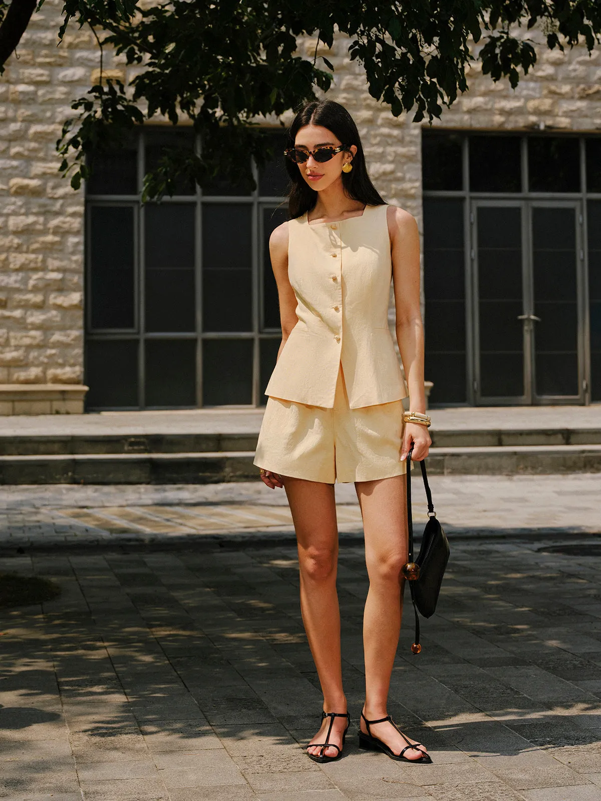 Cotton & Linen Pocket Detail Shorts Set sold by COMMENSE product image thumbnail 5