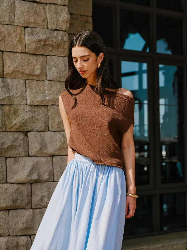 Cotton Off-Shoulder Knit Top sold by COMMENSE