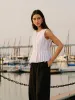 Cotton & Linen Pleated Back Tie Top sold by COMMENSE