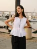 Cotton & Linen Pleated Back Tie Top sold by COMMENSE
