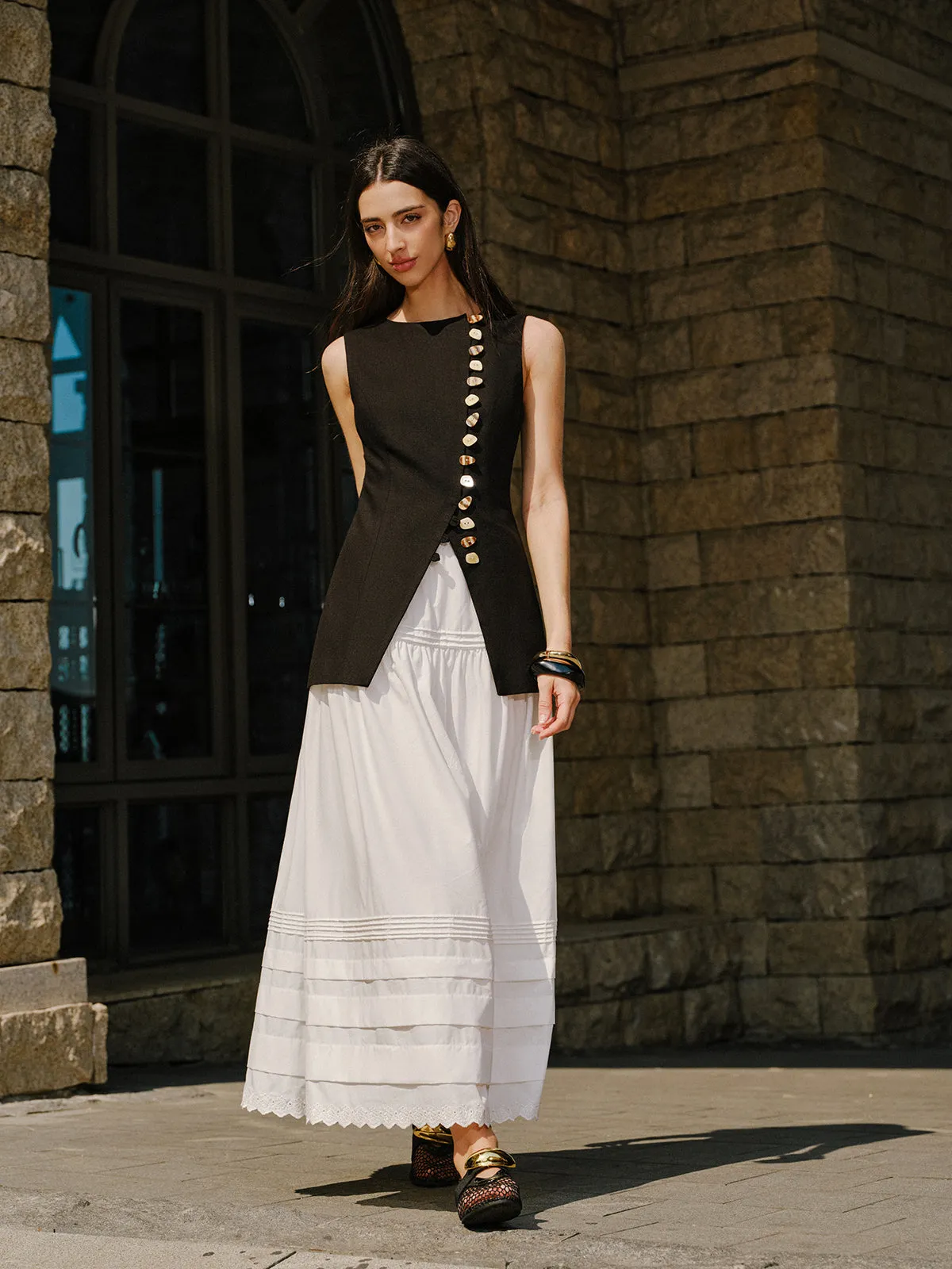 Linen Blend Button-Detail Vest sold by COMMENSE product image thumbnail 2