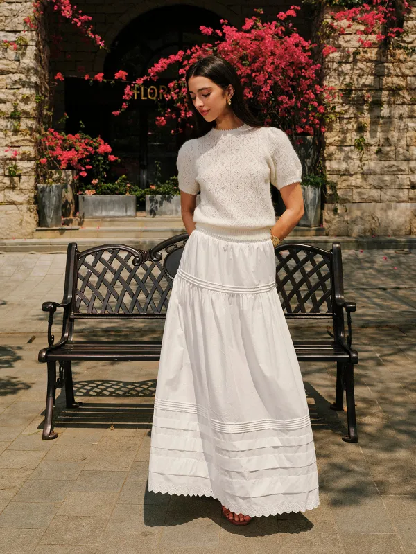 Tiered Scalloped Hem Skirt sold by COMMENSE