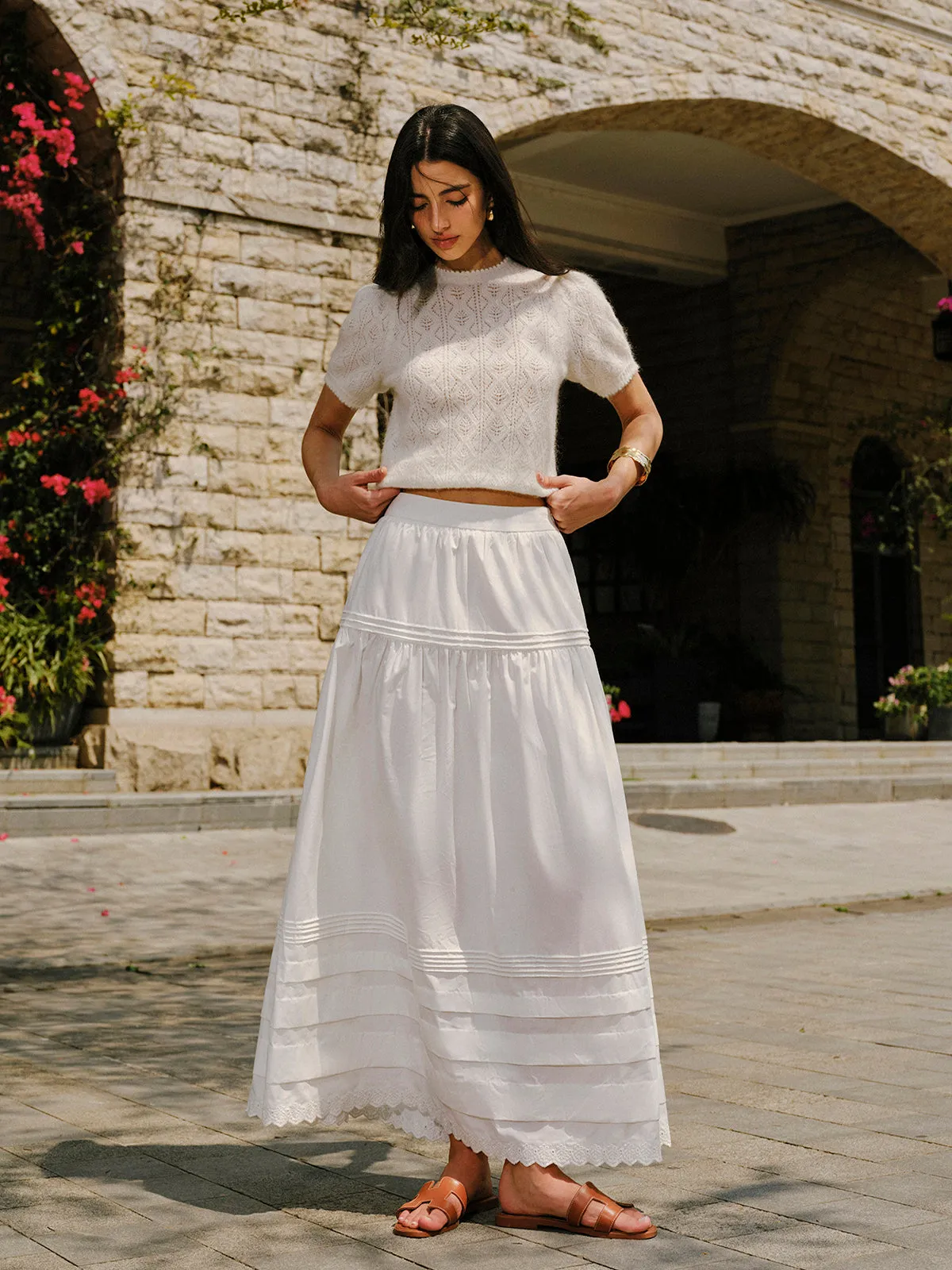 Tiered Scalloped Hem Skirt sold by COMMENSE product image thumbnail 5