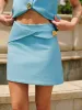 Cotton & Linen Wrap Skirt With Metal Detail sold by COMMENSE