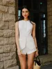 Linen & Cotton Button Sleeveless Shorts Set sold by COMMENSE