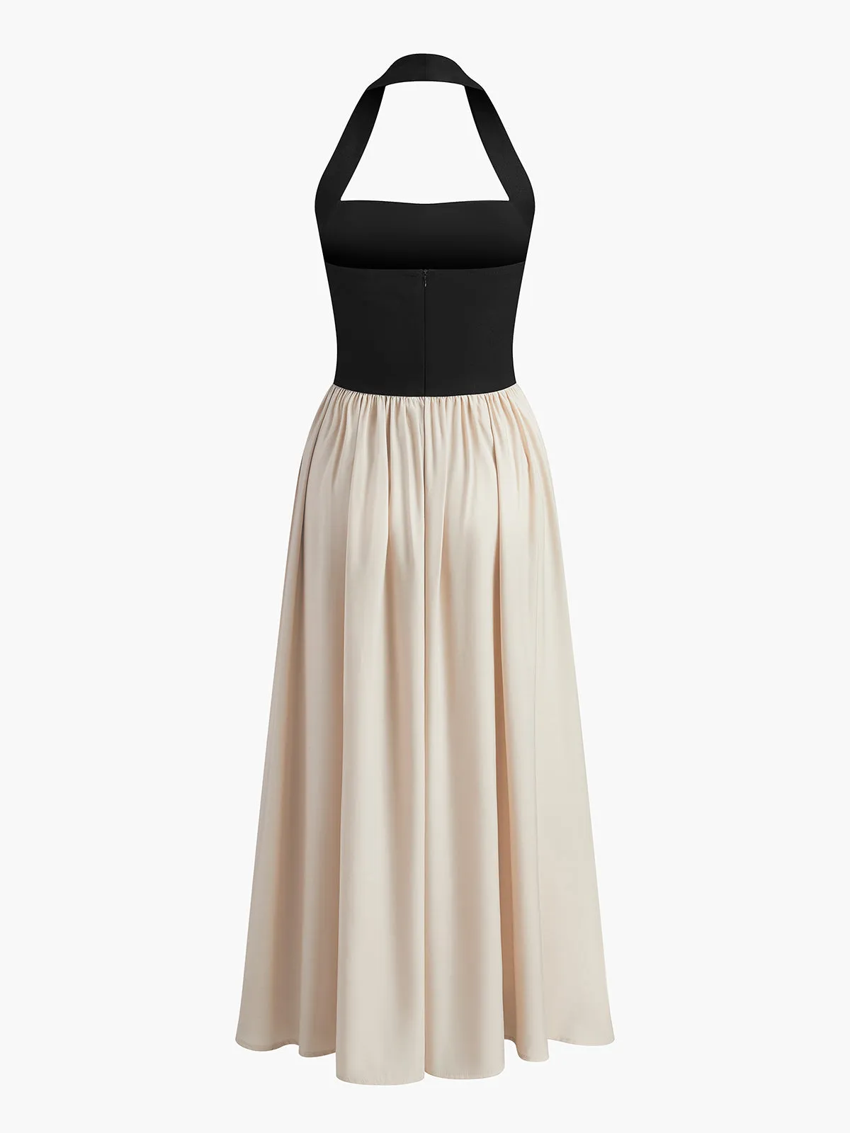 Color Block Halter Neck Linen Blend Dress sold by COMMENSE product image thumbnail 4