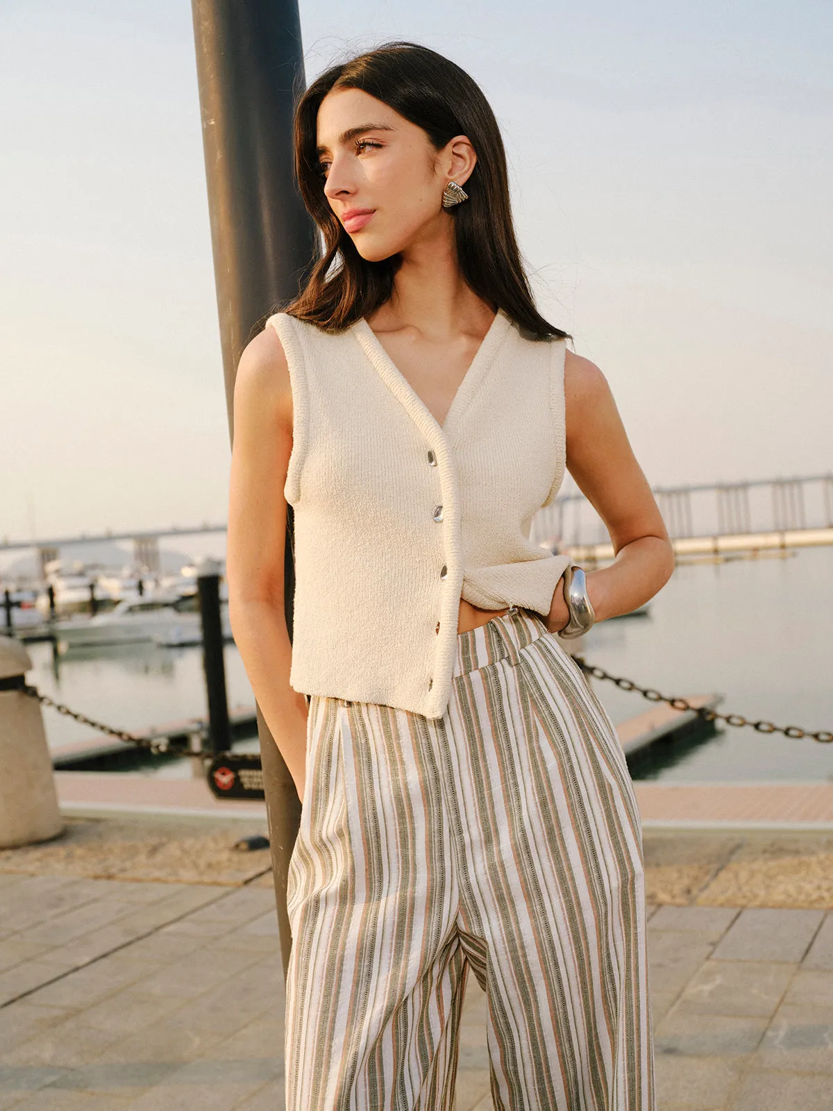 Button Front Sweater Vest sold by COMMENSE