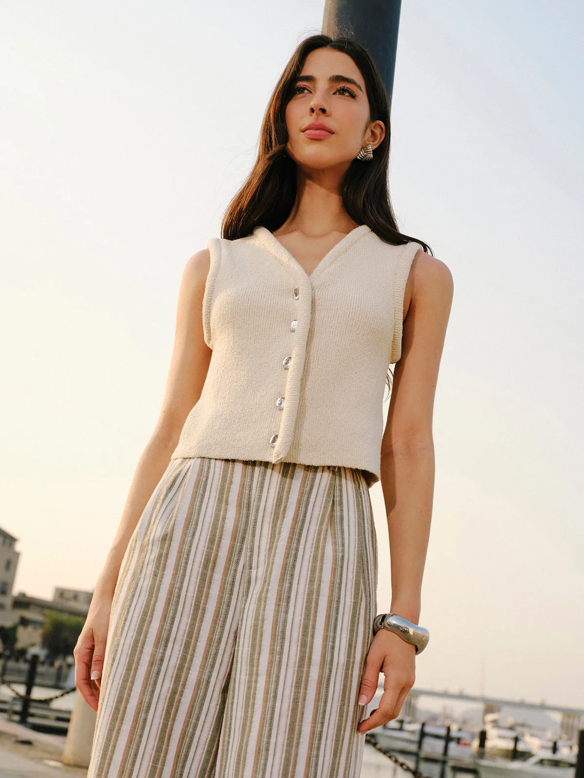 Button Front Sweater Vest sold by COMMENSE product image thumbnail 5