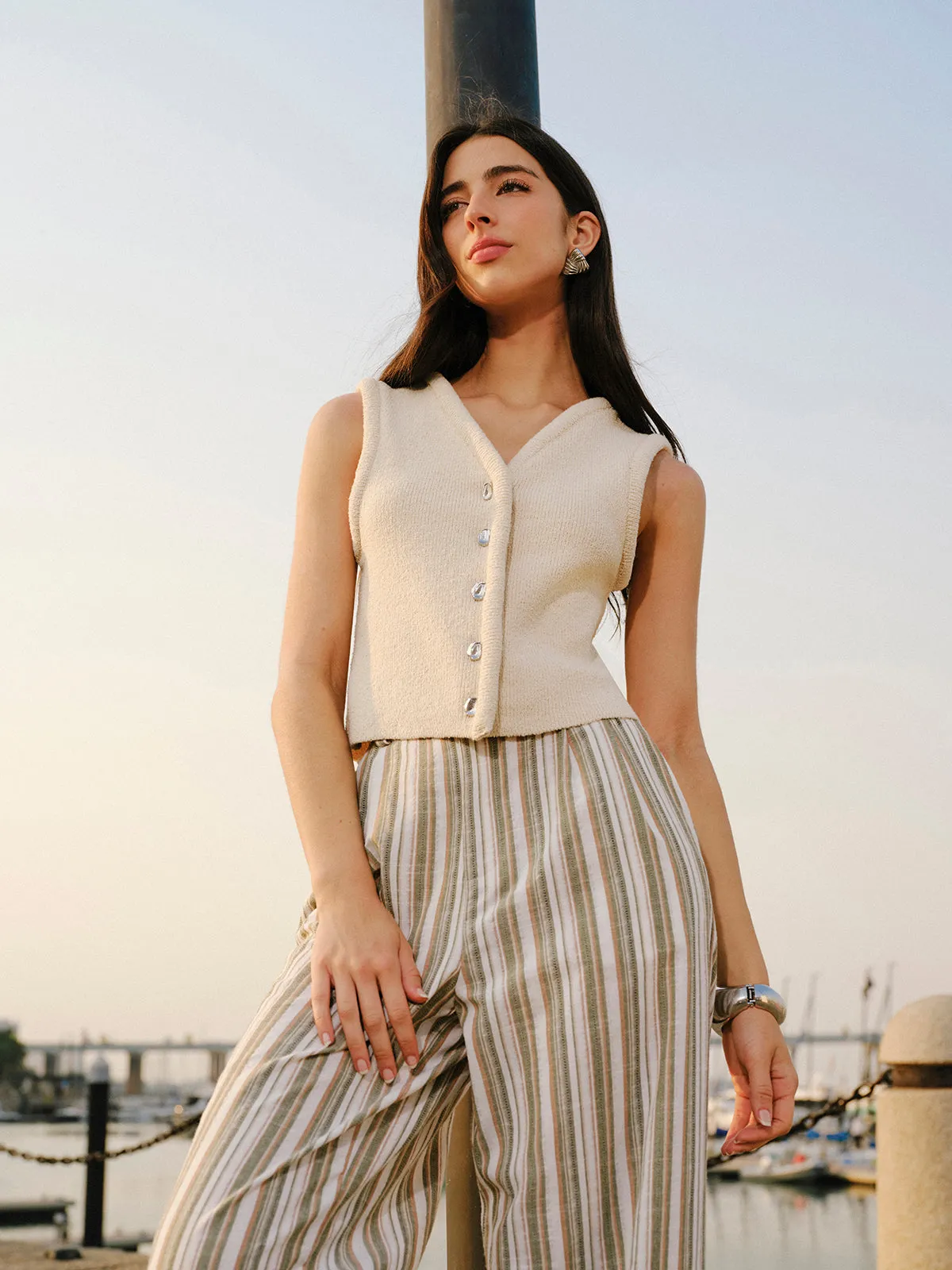 Button Front Sweater Vest sold by COMMENSE product image thumbnail 3