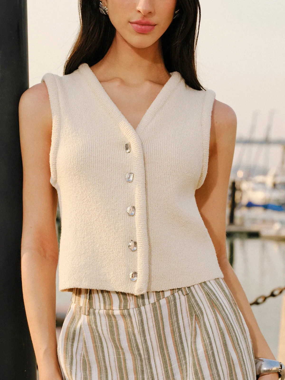 Button Front Sweater Vest sold by COMMENSE product image thumbnail 2