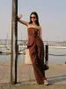 Cotton & Linen Strapless Peplum Top With Tie sold by COMMENSE