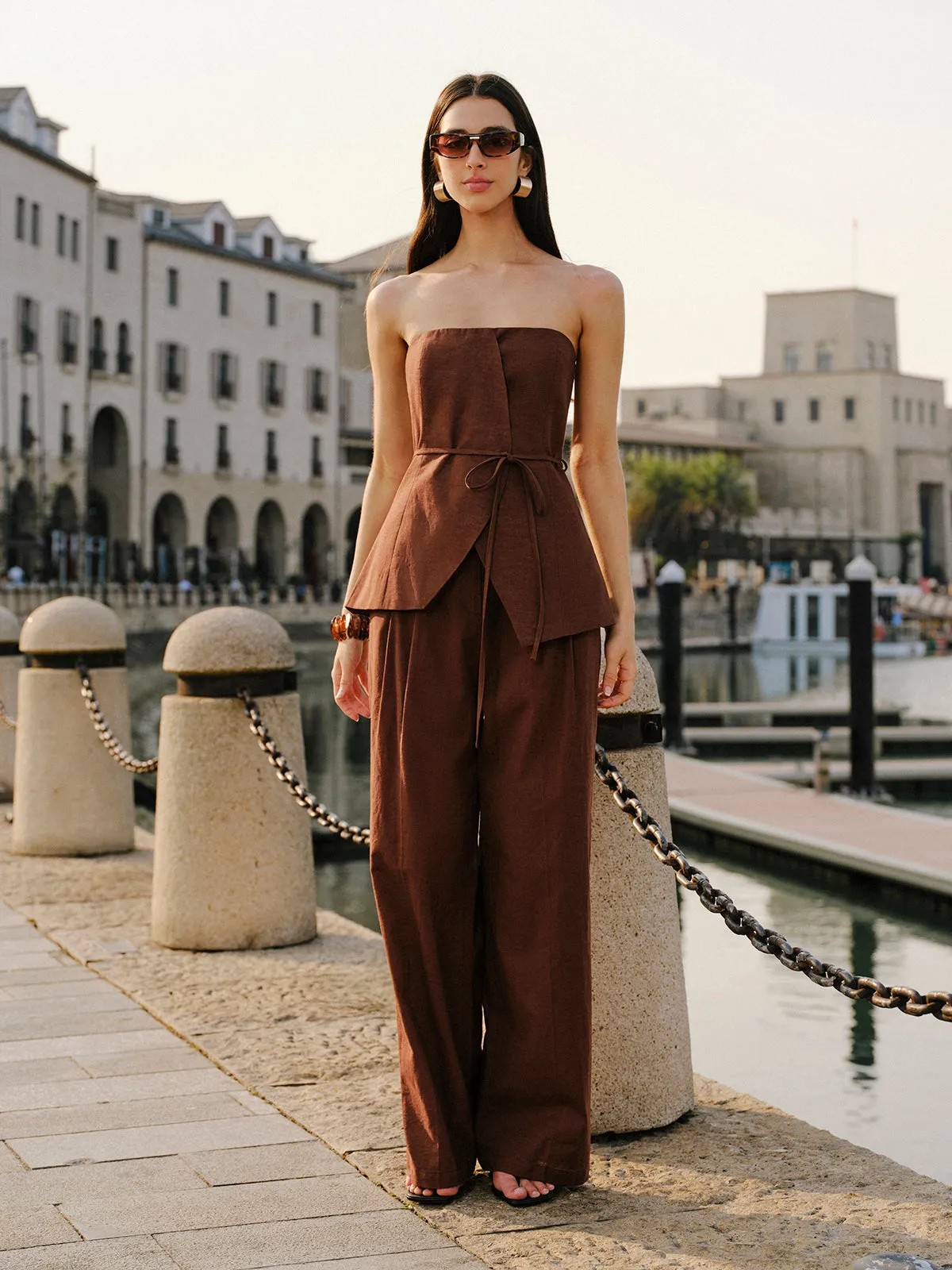 Cotton & Linen Mid-Waist Pants sold by COMMENSE product image thumbnail 3