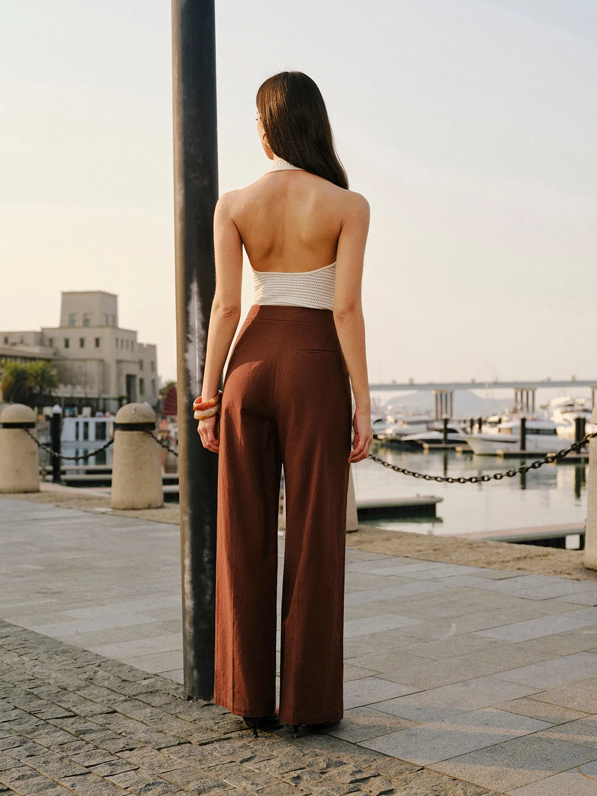 Cotton & Linen Mid-Waist Pants sold by COMMENSE product image thumbnail 4