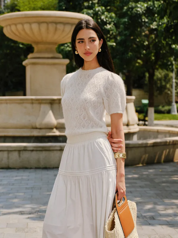 Wool-Blend Textured Knit Top sold by COMMENSE