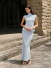 Backless Ribbed Knit Top sold by COMMENSE