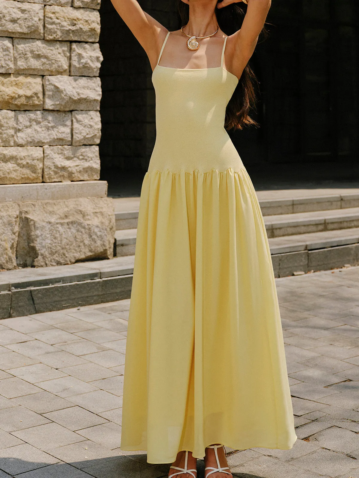 Pleated Hem Cami Sweater Dress sold by COMMENSE