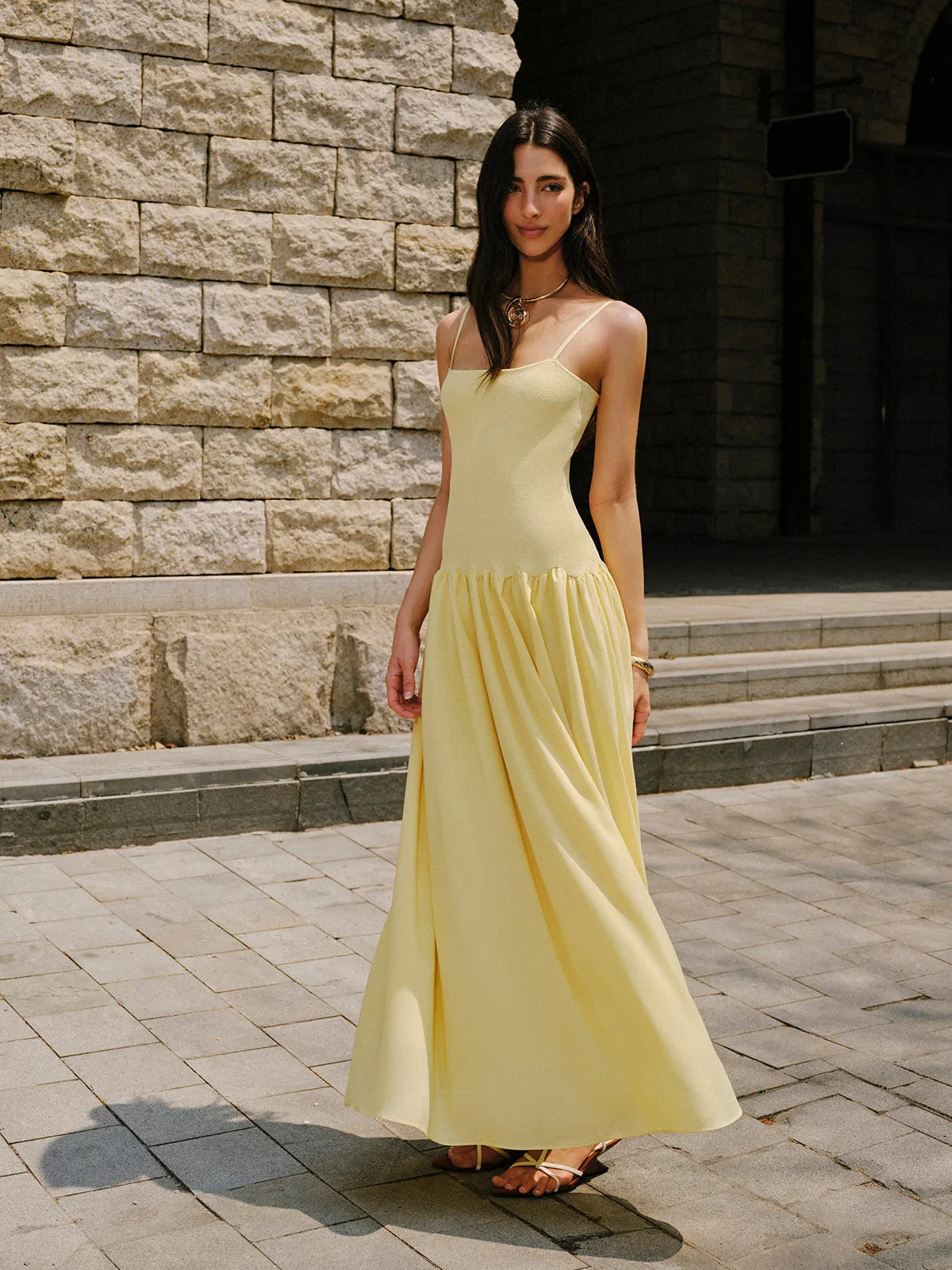 Pleated Hem Cami Sweater Dress sold by COMMENSE product image thumbnail 4