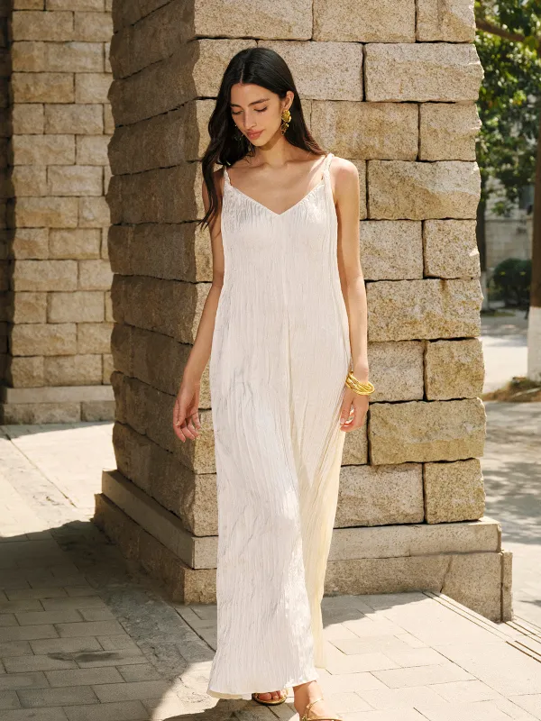 Satin V-Neck Cami Dress sold by COMMENSE