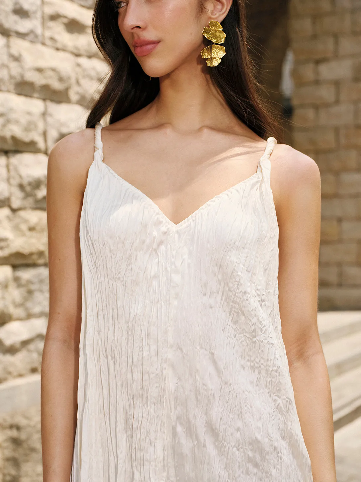 Satin V-Neck Cami Dress sold by COMMENSE product image thumbnail 3