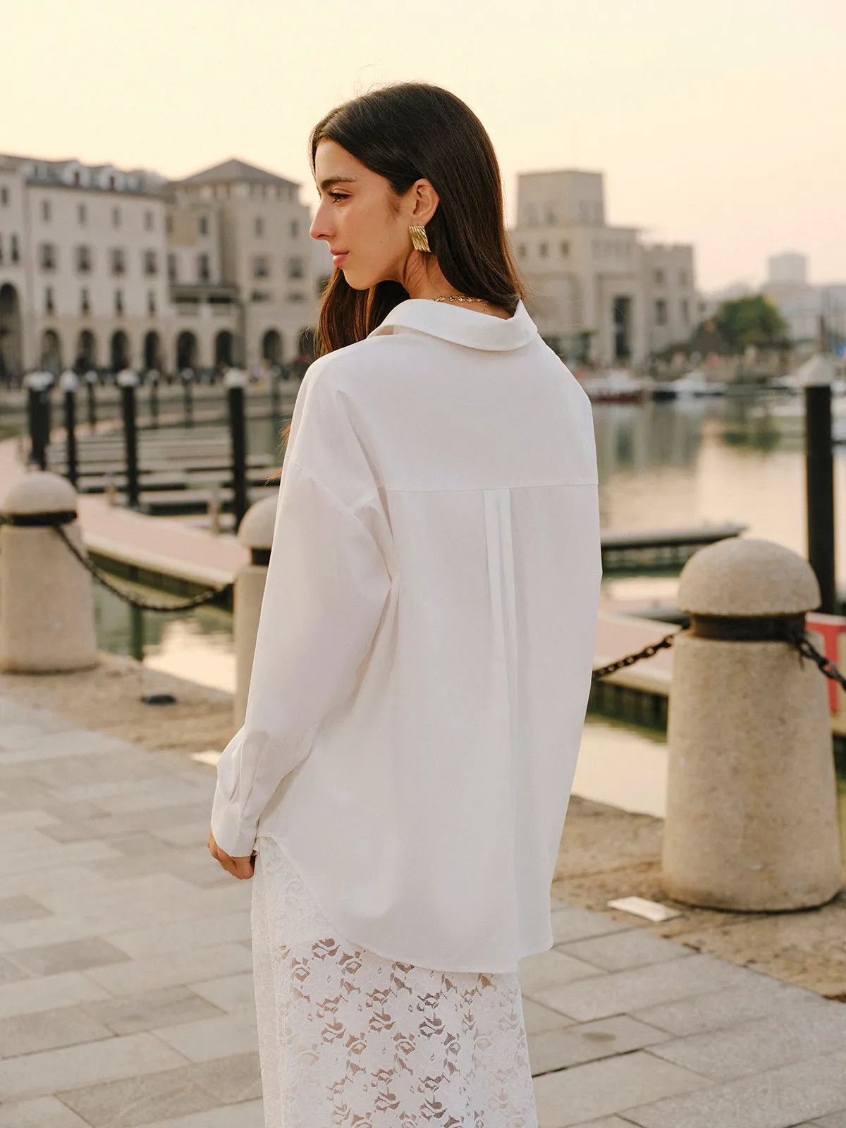 Cotton Blend Tied Front Shirt sold by COMMENSE product image thumbnail 3