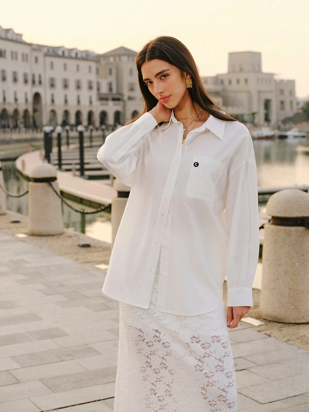 Cotton Blend Tied Front Shirt sold by COMMENSE product image thumbnail 2