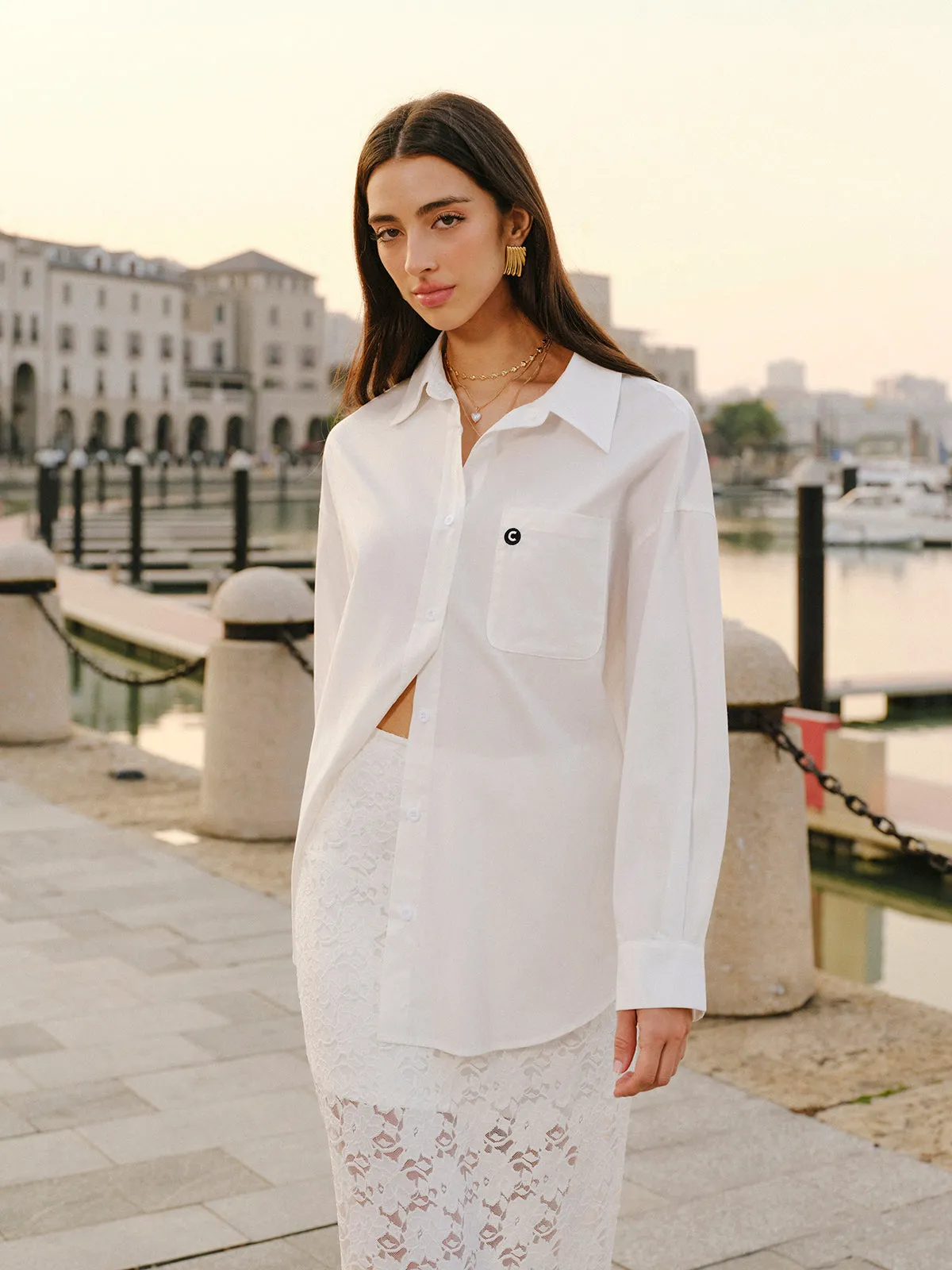 Cotton Blend Tied Front Shirt sold by COMMENSE product image thumbnail 4