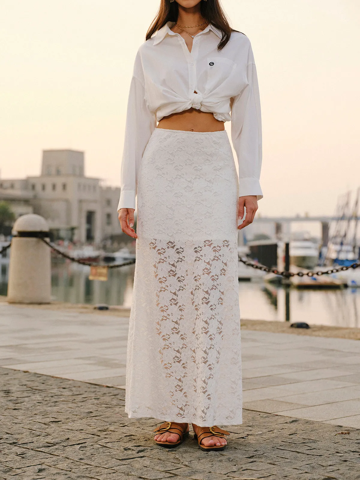 Semi-Sheer Lace Skirt sold by COMMENSE product image thumbnail 5