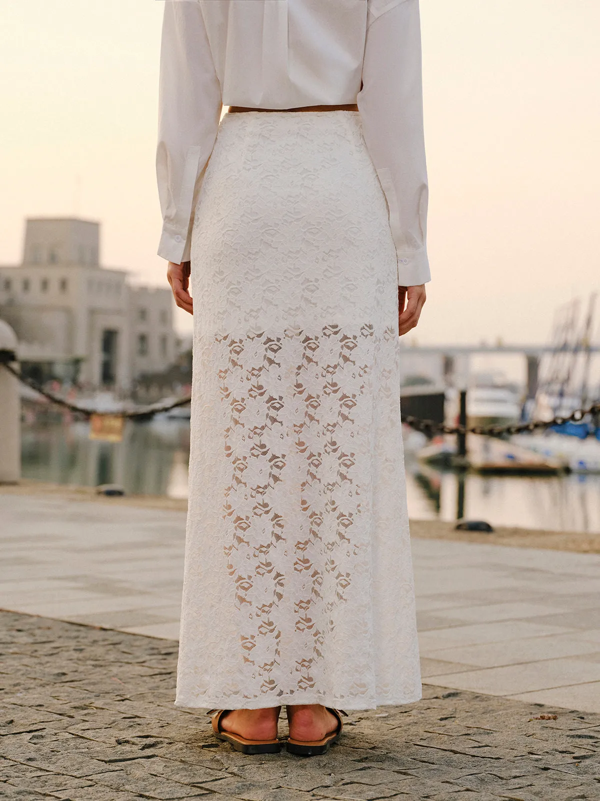 Semi-Sheer Lace Skirt sold by COMMENSE product image thumbnail 2