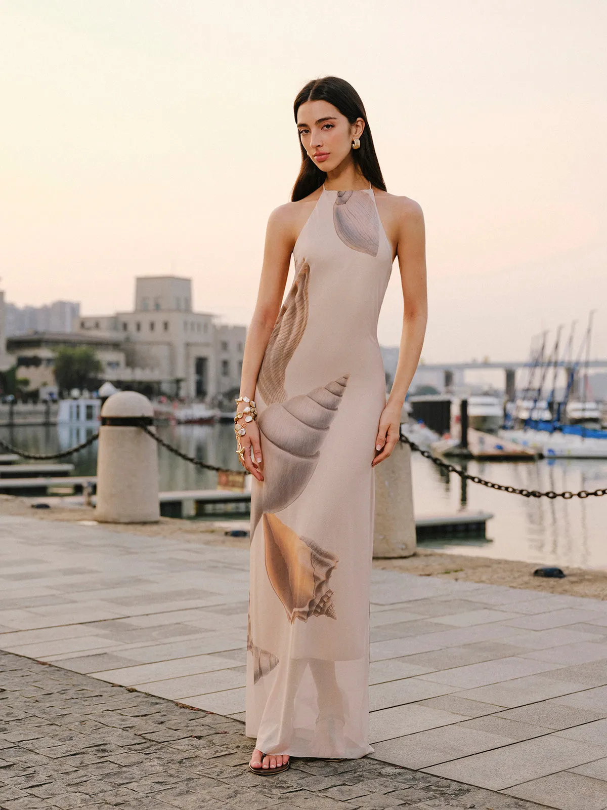 Mesh Halter Neck Backless Dress sold by COMMENSE product image thumbnail 3