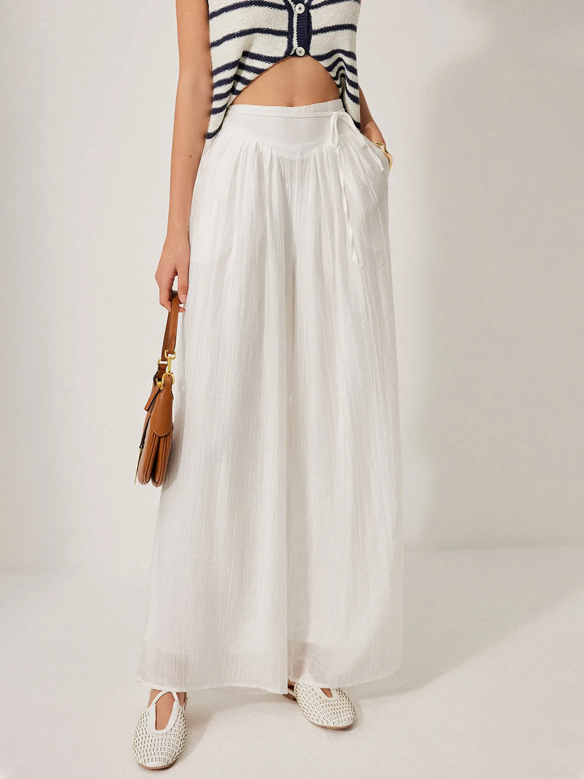 Mid-Waist Pocket Detail Tie Pants sold by COMMENSE product image thumbnail 5