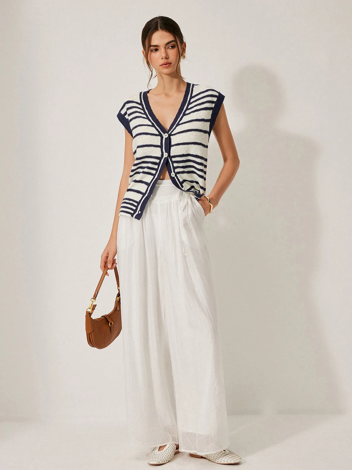 Mid-Waist Pocket Detail Tie Pants sold by COMMENSE product image thumbnail 2