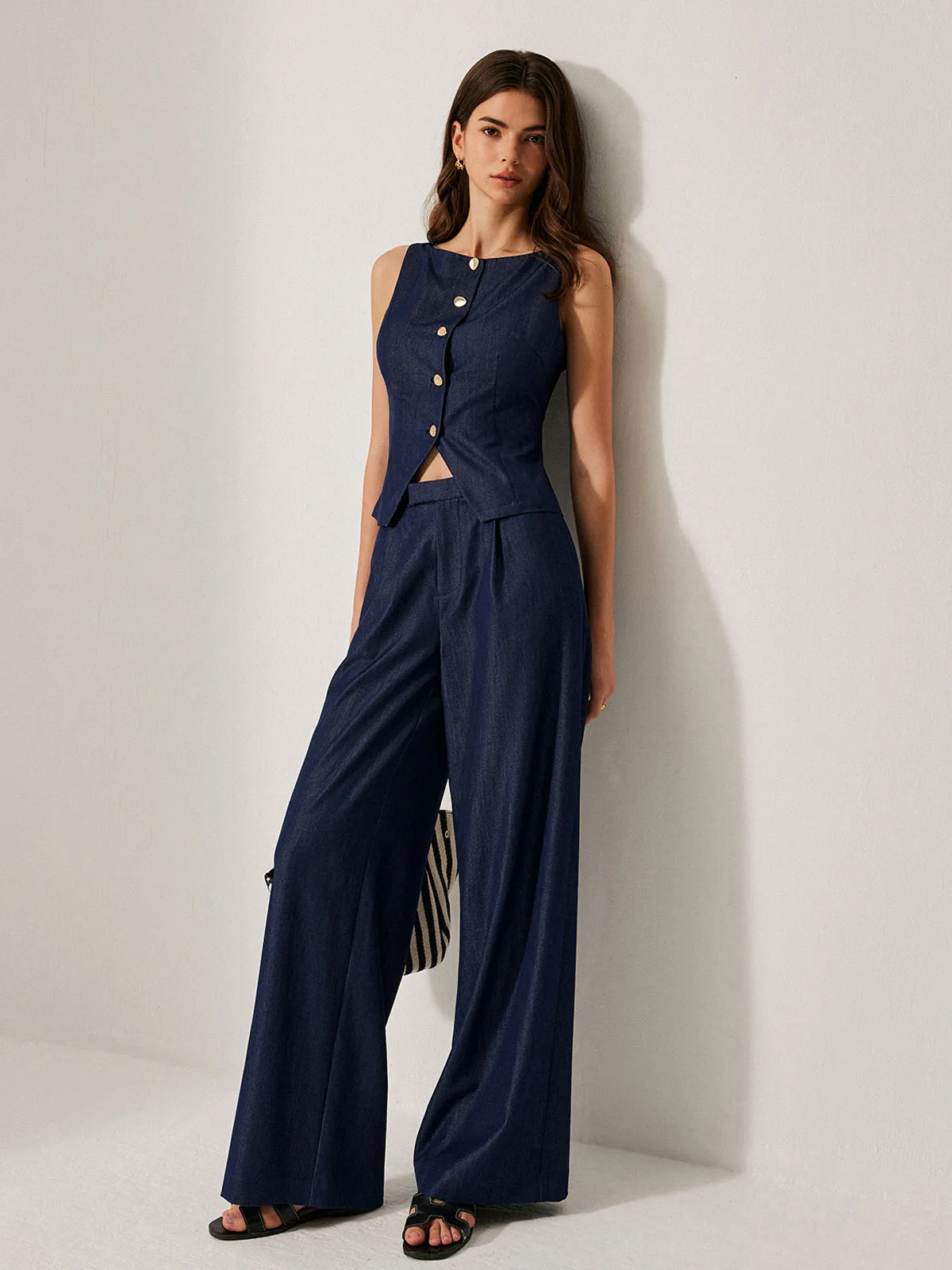 Button-Front Sleeveless Vest sold by COMMENSE product image thumbnail 5