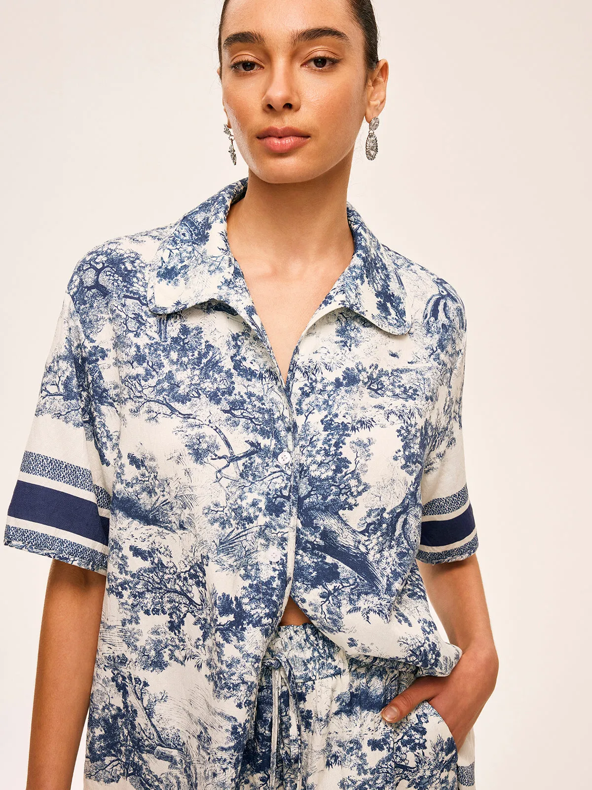 Printed Contrast Trim Shorts Set sold by COMMENSE product image thumbnail 3