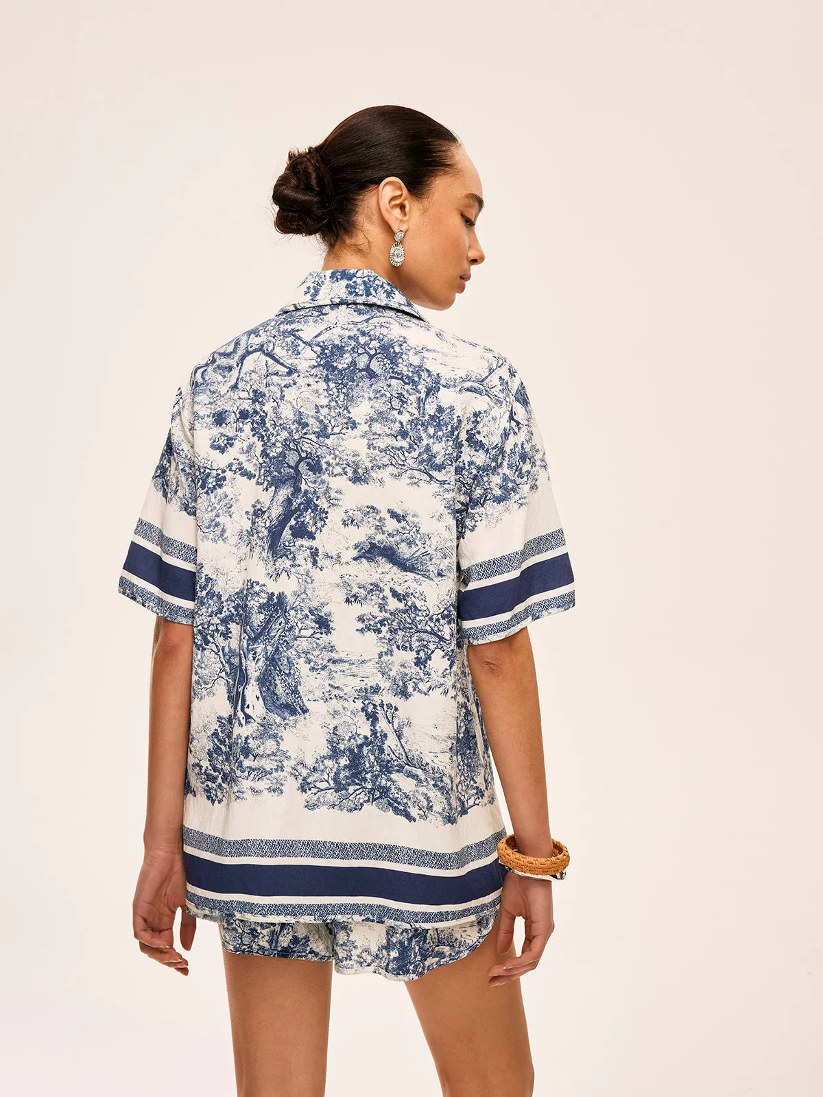 Printed Contrast Trim Shorts Set sold by COMMENSE product image thumbnail 5