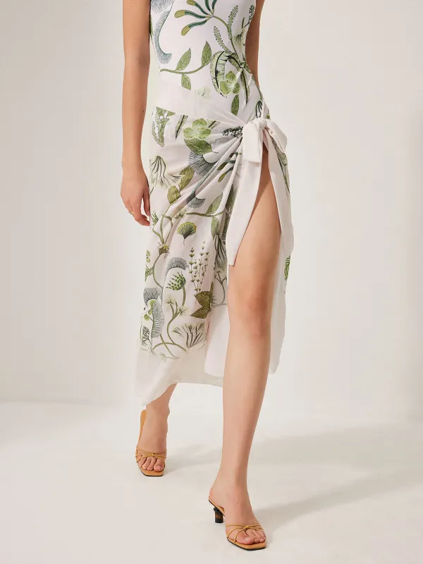 Chiffon Tie-Detail Cover-Up Skirt sold by COMMENSE