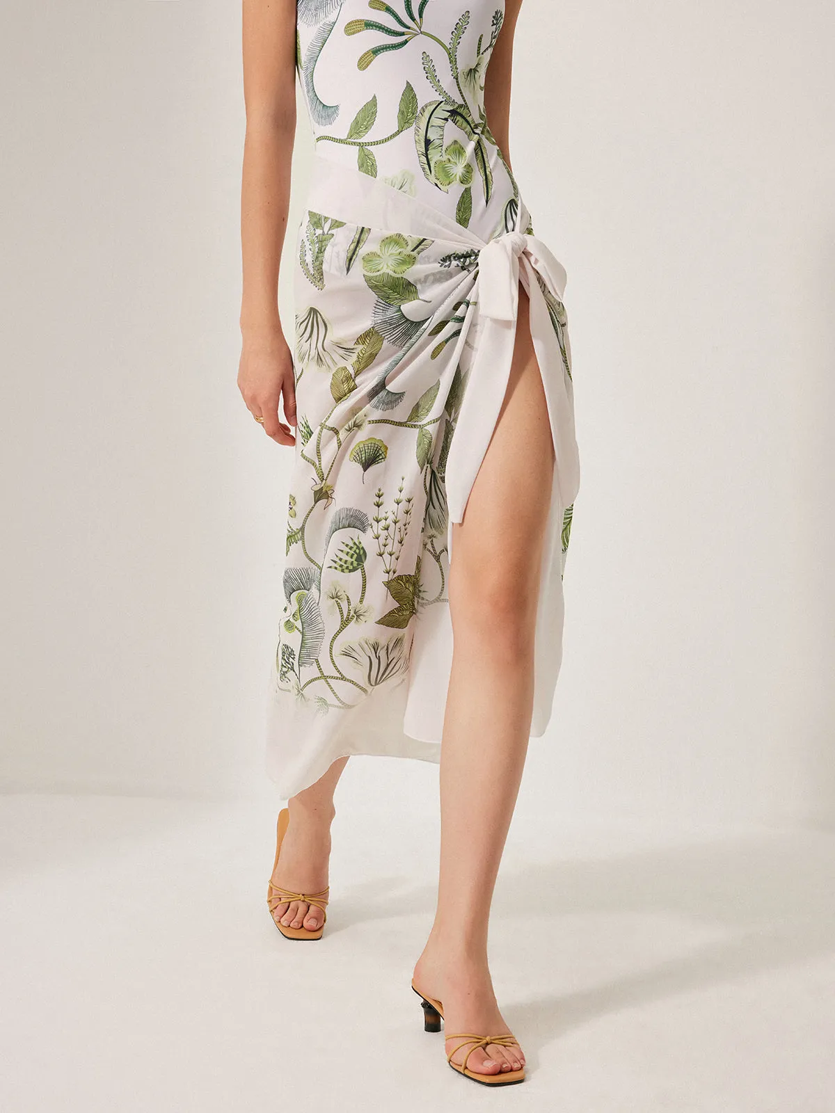 Chiffon Tie-Detail Cover-Up Skirt sold by COMMENSE