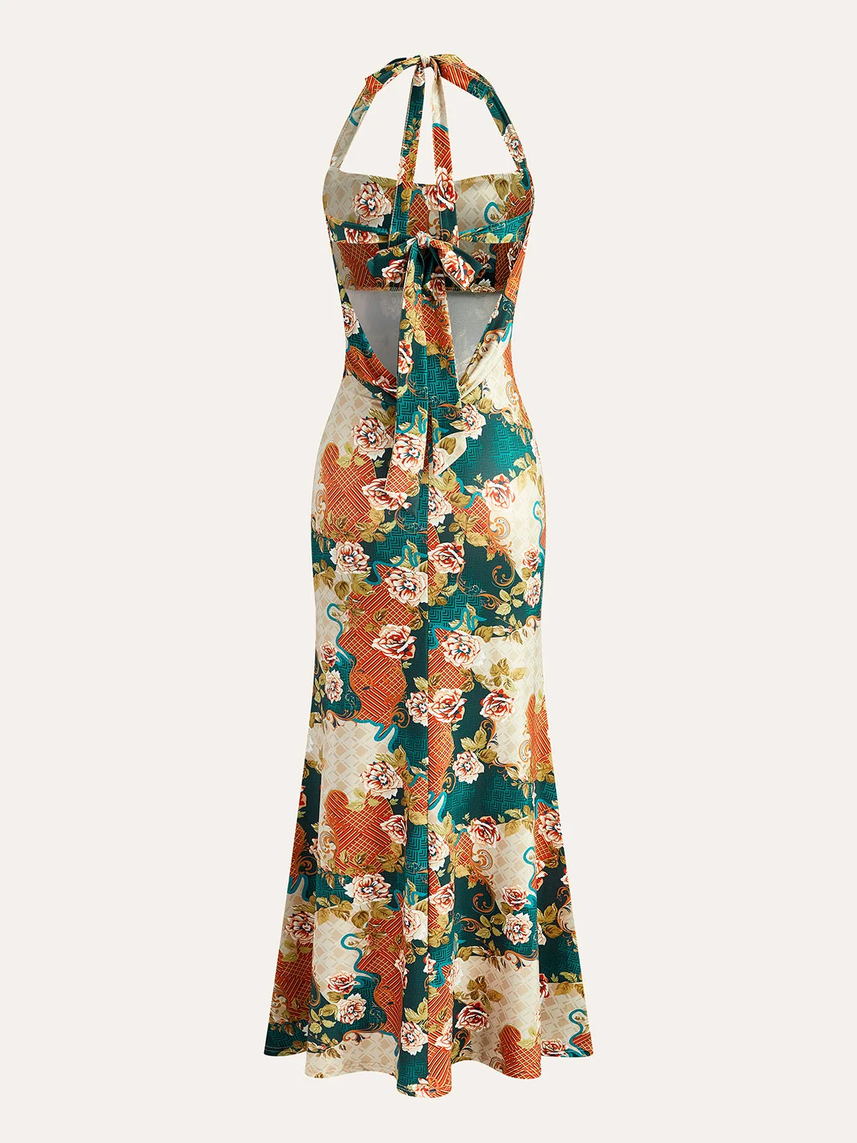 Halter Neck Back-Tie Floral Dress sold by COMMENSE product image thumbnail 2
