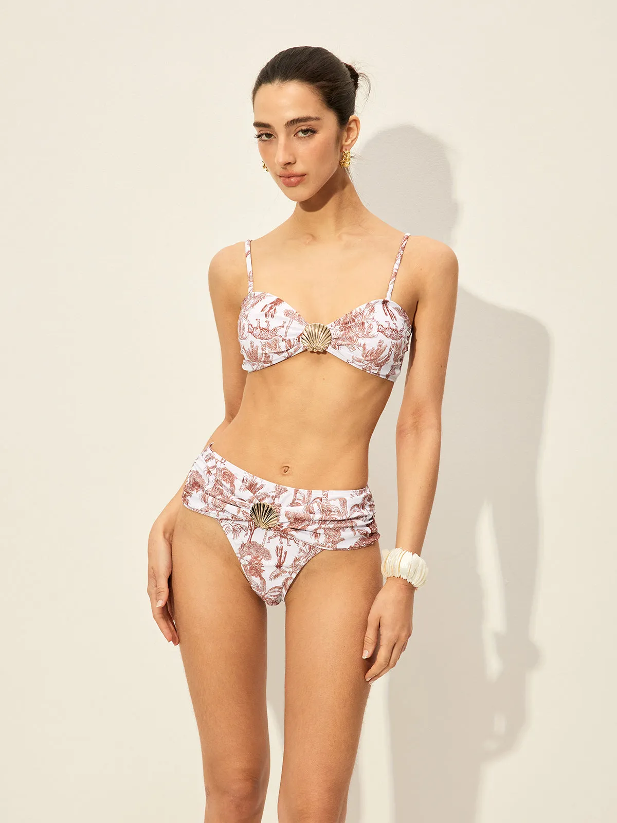 Floral Print Bikini Set With Shell Detail sold by COMMENSE product image thumbnail 2