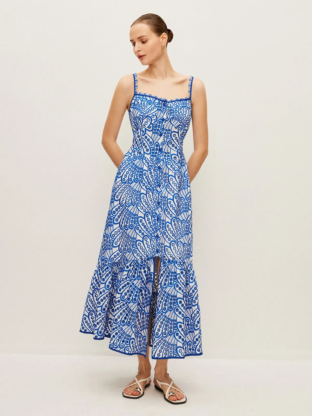 Cotton Embroidered Cami Dress sold by COMMENSE product image thumbnail 5