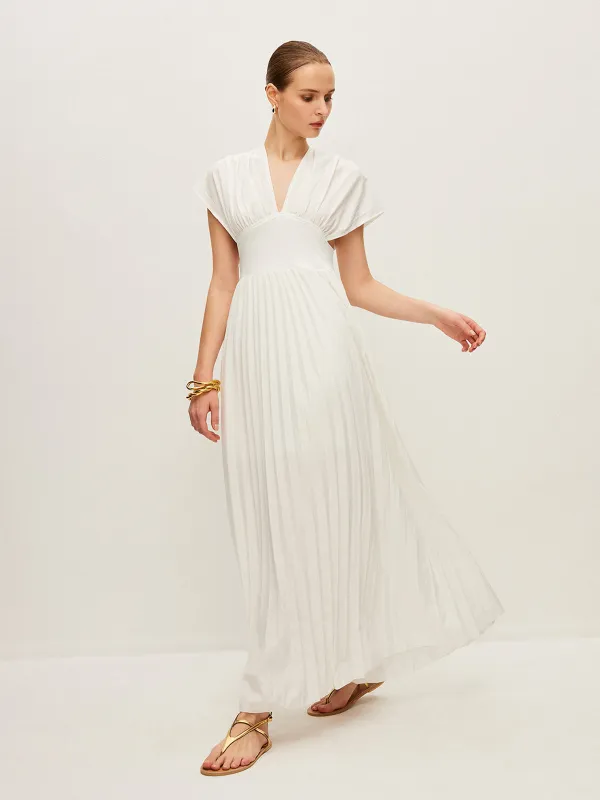 Pleated Cap-Sleeve Dress sold by COMMENSE